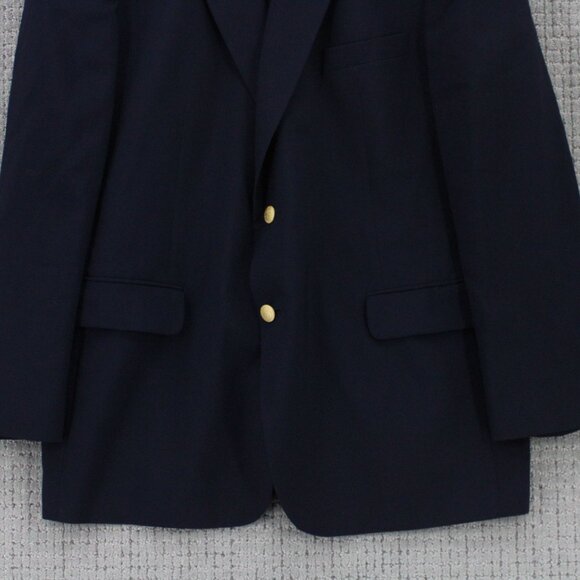 Brook Brothers 346 Blazer Men Sz 46R Navy Blue Two Button Front Wool Blend Lined - Picture 4 of 10